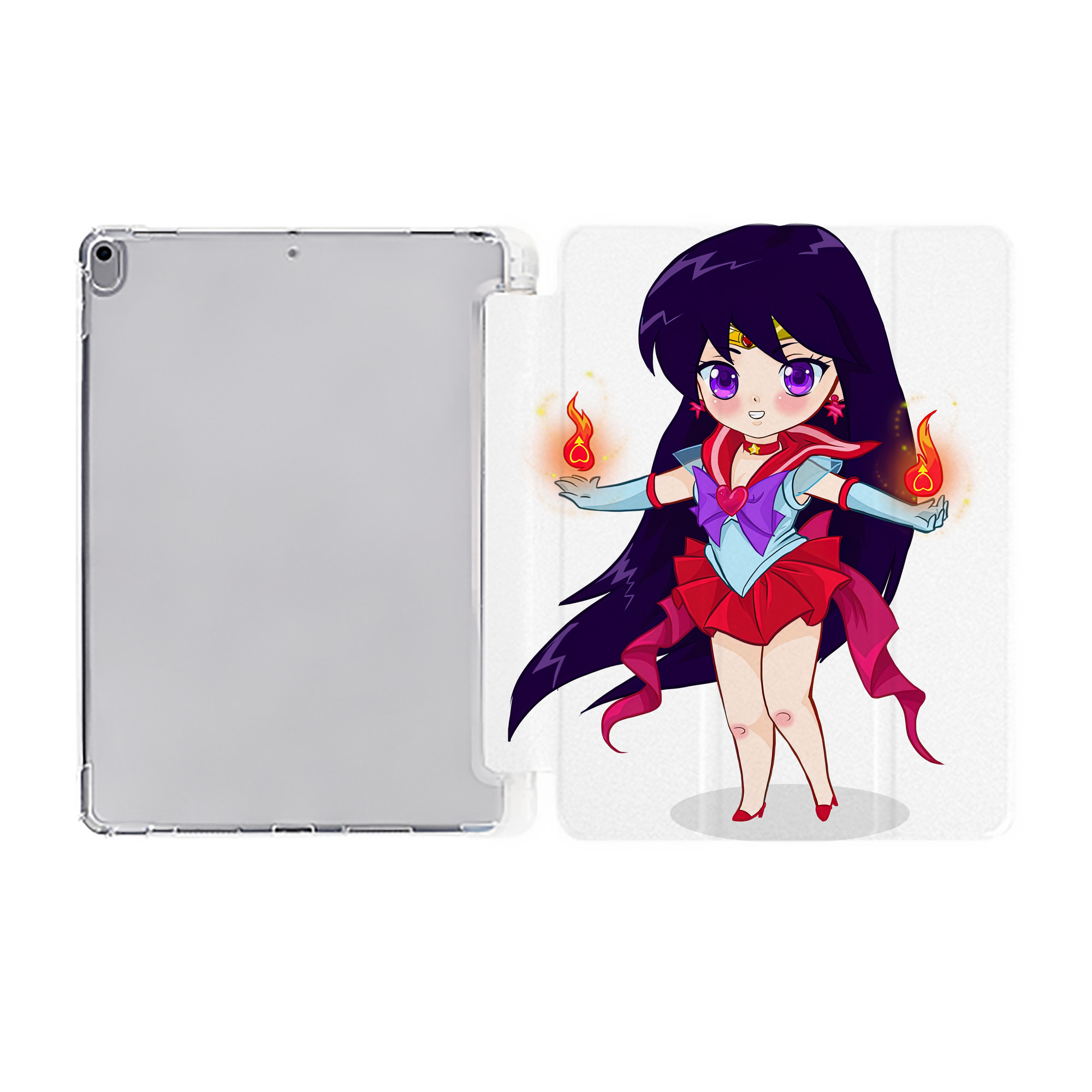 （画像用） 美少女戦士セーラームーン 火野レイ ひの レイ Sailor Moon Hino Rei （セーラーマーズ,Sailor Mars） IPad ケース ペン収納付き 三つ折りスタンド PUレザー×シリコン 対応機種9.5/10.5/10.9インチ